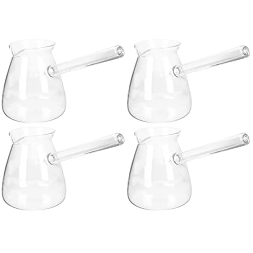 Cabilock 4 Stück Milchkännchen Aus Glas Kleiner Milchkessel Kocht Kaffeekanne Aus Glas Kaffee Espressomaschine Türkisches Kaffeekannenglas Glaswärmer Klare Kaffeekanne Handlich Handhaben von Cabilock