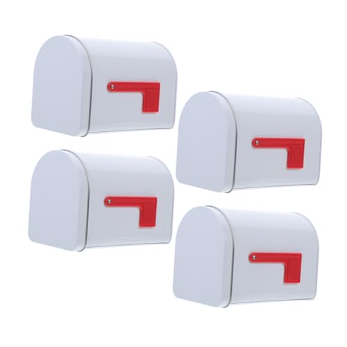 Cabilock 4 Stück Mini Briefkasten aus Robustem Weißblech Dekorative Aufbewahrungsdose für Süßigkeiten Snacks Wiederverwendbar Weihnachtliche Metallbox für Party und Geschenk von Cabilock
