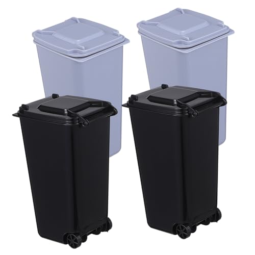 Cabilock 4 Stück Mini Kunststoff mit Deckel und Kleine Schreibtisch abfalleimer für Büro Schlafzimmer Multifunktional als Stifthalter und Papierkorb Langlebig und Praktisch von Cabilock