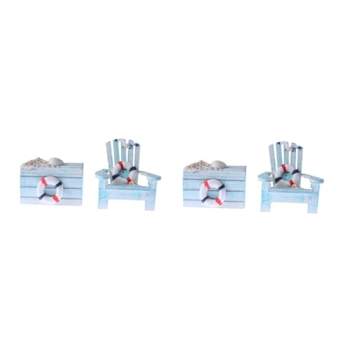 Cabilock 4 Stück Mini-Strandkorb tischdeko esstisch Küstendekoration Meeresdeko Strandstuhl-Dekoration Gartenstuhl Miniaturen Desktop-Dekoration Desktop-Ornament Stuhl Plus Karton 2St Blue von Cabilock