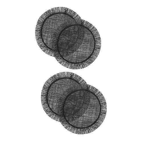 Cabilock 4 Stück Quaste Sackleinen Tischsets Esstisch Tischsets Aus Bambus Wärmeisolierendes Tischset Schickes Tischset Esstischunterlage Rundes Tischset Weben Schale Matte von Cabilock