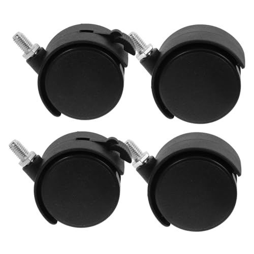 Cabilock 4 Stück Teiliges Bürostuhlrollen mit Drehung Lenkrollen mit Bremse Lenkrollen ohne Bremse Robuste PP Material Leise und Bodenschonend Passend für Schreibtisch Schrank Bücherregal von Cabilock