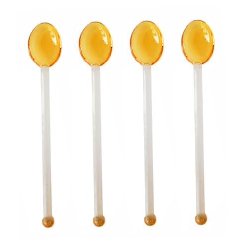Cabilock 4 Stück Teiliges Hitzebeständiger Glaslöffel mit Langem Griff Klare Kaffeelöffel und Dessertlöffel Bruchsicher Glatte Oberfläche Geeignet für Restaurant und Zuhause von Cabilock