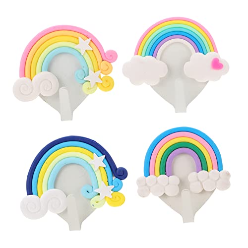 Cabilock 4 Stück Teiliges Regenbogen Wandhaken Selbstklebend Kreative Pastellfarbene Kleiderhaken für Mädchenzimmer Dekorative Aufbewahrungshaken für Wand Tür Fenster Vielseitige von Cabilock