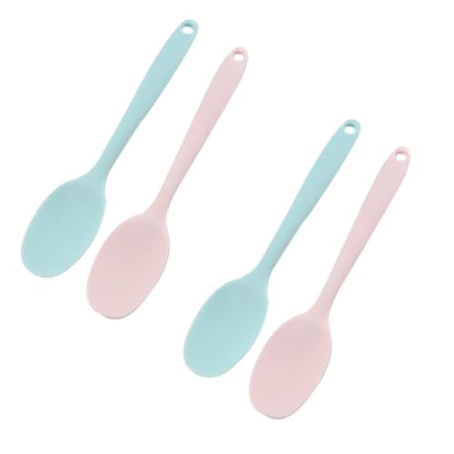 Cabilock 4 Stück Teiliges Silikonlöffel Blau und Hitzebeständige Servierlöffel für Küche und Restaurant zum und Servieren von Speisen Spülmaschinengeeignet Ergonomisches Design von Cabilock