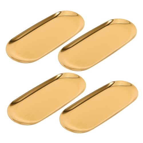 Cabilock 4 Stück Teiliges Tablett Mittelgroß Vielseitig als Schmuck Kosmetik und Snack Organizer Goldfarben Modernes Dekoratives Serviertablett Cabilock 4 Stück Teiliges Tablett Mittelgroß Vielseitig als Schmuck Kosmetik und Snack Organizer Goldfarben Modernes Dekoratives Serviertablett von Cabilock