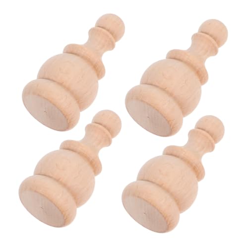 Cabilock 4 Stück Teiliges Vintage Holz Endstücke Holz Newel Finials mit Römischem Design Langlebige Natürliche Holzoptik für Gardinenstangen Treppengeländer Wohn und Schlafzimmer von Cabilock