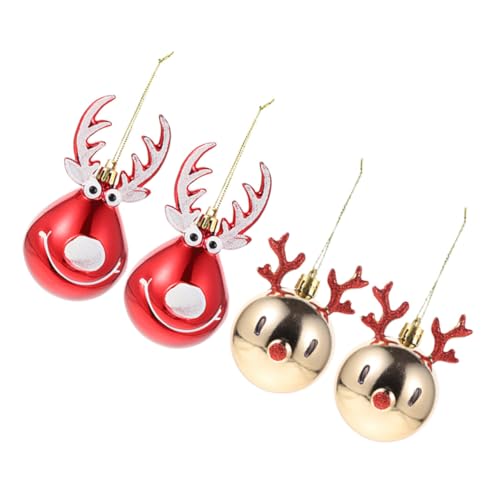 Cabilock 4 Stück Teiliges Weihnachtsbaum Hängedekorationsset Plastikkugeln Rot und Champagner für Festliche Anlässe für Weihnachtsdekorationen und Partys von Cabilock
