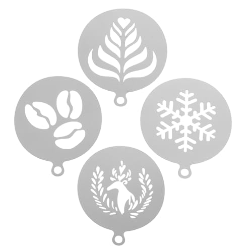 Cabilock 4 Stück Vorlagen für Kaffeekunst Wiederverwendbare Schneeflocken Rentier Motive zum Dekorieren von Cappuccino und Desserts Cabilock 4 Stück Vorlagen für Kaffeekunst Wiederverwendbare Schneeflocken Rentier Motive zum Dekorieren von Cappuccino und Desserts von Cabilock