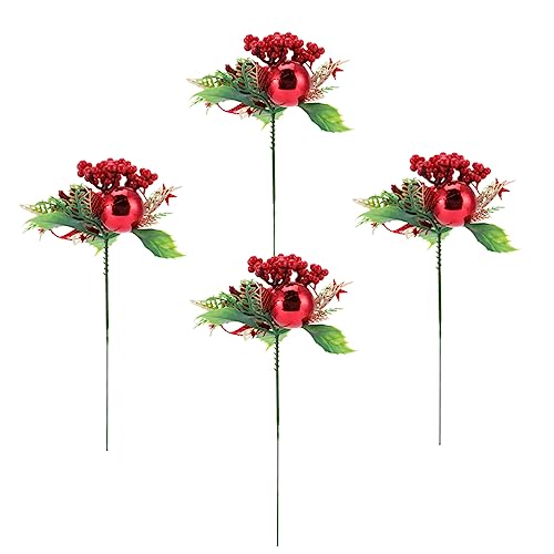 Cabilock 4 Stück Weihnachtszweig Dekoration mit Roten Früchten und Kunststoff Weihnachtsdeko für Christbaum und Tischgestaltung Cabilock 4 Stück Weihnachtszweig Dekoration mit Roten Früchten und Kunststoff Weihnachtsdeko für Christbaum und Tischgestaltung von Cabilock