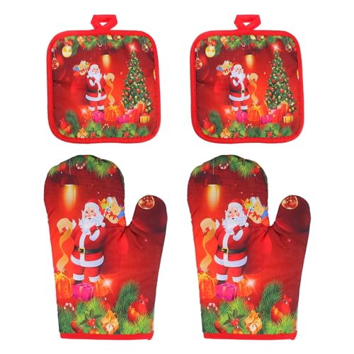 Cabilock 4 Stücke Weihnachten Ofenhandschuhe Topflappen Set rutschfest Hitzebeständige Topfhandschuhe Grillhandschuhe Backhandschuhe Weihnachten Deko für Zuhause Kochen Backen Grillen Cabilock 4 Stücke Weihnachten Ofenhandschuhe Topflappen Set rutschfest Hitzebeständige Topfhandschuhe Grillhandschuhe Backhandschuhe Weihnachten Deko für Zuhause Kochen Backen Grillen von Cabilock