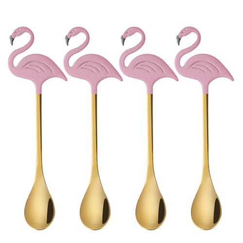 Cabilock 4-teiliger Kaffeelöffel aus Edelstahl: Dessertlöffel in Flamingoform zum Mischen, Verkosten und Servieren von Getränken – Tier-Teelöffel für Hawaiianer Cabilock 4-teiliger Kaffeelöffel aus Edelstahl: Dessertlöffel in Flamingoform zum Mischen, Verkosten und Servieren von Getränken – Tier-Teelöffel für Hawaiianer von Cabilock
