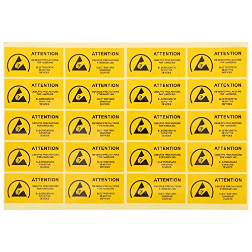 Cabilock 450 Stück Warnschild Aufkleber für Statische Geräte Wetterfeste Klebeetiketten für und Außenbereich für und Geschäfte Gelb von Cabilock
