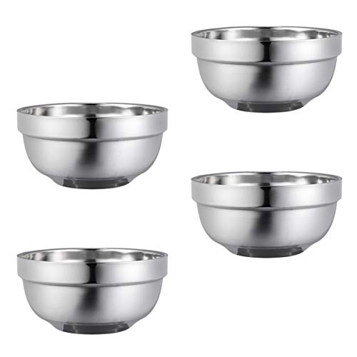 Cabilock 4Pcs 12Cm Edelstahlschalen Doppelschicht Salat Isoliert Bruchsichere Schüssel für Kleinkinder von Cabilock