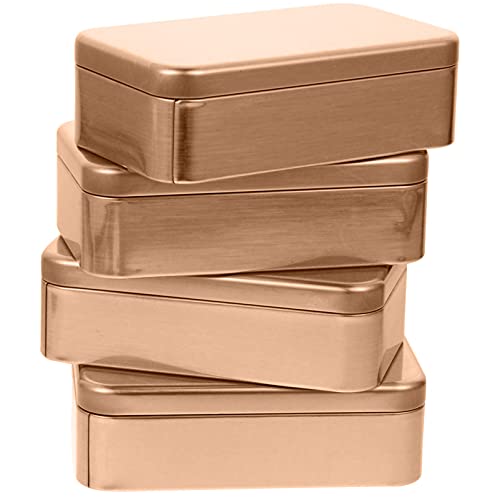 Cabilock 4Pcs Metalldose Rechteckige Blechdosen Leere Dosen Metallbox Scharnierdosen Vorratsdose Aufbewahrungsbehälter mit Deckel Mini Box für Home Organizer Golden von Cabilock