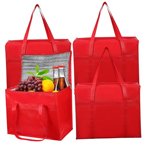 Cabilock 4Stücke Große Isolierte Einkaufstaschen Faltbare Thermobeutel Für Lebensmittel Robuste Kühltaschen Mit Reißverschluss Und Tragbar Für Picknick Und Einkauf von Cabilock