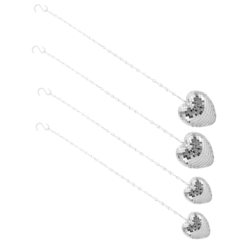 Cabilock 4stücke Spiegel Disco Ball Herzförmig Hängend Dekor Reflektierend Für Party Bar Hochzeit Mit Aufhängekette Für Fotoshooting Und Partyatmosphäre von Cabilock