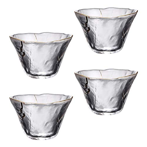 4 Stück Japanische Sake Tassen Glas Tee Tassen Goldrand Trinkgläser 70 Ml Ideal Für Tee Sake Und Festliche Anlässe von Cabilock