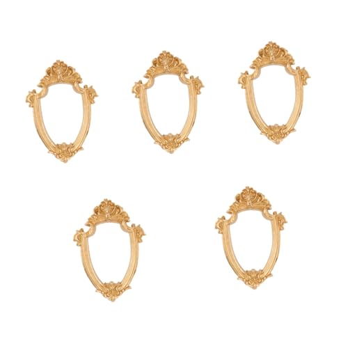 Cabilock 5 Stk Mini-fotorahmen Aus Harz Alter Wandspiegel Verzierter Bilderrahmen Spiegel Mit Goldrahmen Ovaler Vintagerahmen Verzierte Bilderrahmen Goldverzierter Spiegel Alte Wand Golden von Cabilock