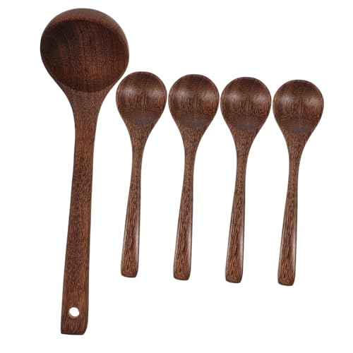 Cabilock 5 Stück Chicken Wenge -Geschirr Multifunktional Küchenlöffel Kochen Küchenutensilien groß Löffel servieren Küchenkellen Suppenkögellöffel Kochlöffel Haushaltslöffel Kochschale Holz von Cabilock