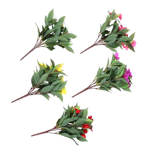 Cabilock 5 Stück Teiliges Künstliche Impatiens Blumen Wetterfest Uv-beständig Langlebig für Terrasse Balkon Garten Dekoration Realistische Farbige Seidenblumen für Draußen von Cabilock