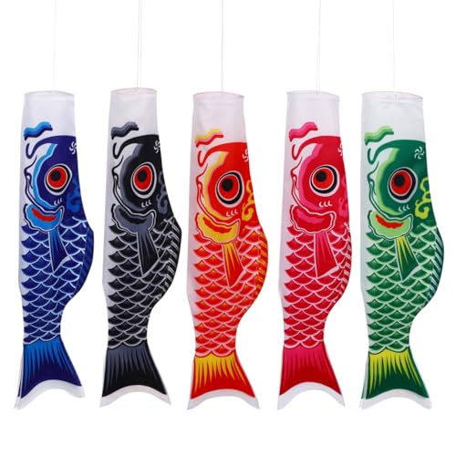 Cabilock 5st Japanischer Karpfen-Streamer Japanischen Karpfen Fisch Flagge Japanischer Windsack Japanische Gartendeko Japanische Flagge Outdoor-dekor Fisch-windsack Hängend Dekorationen von Cabilock