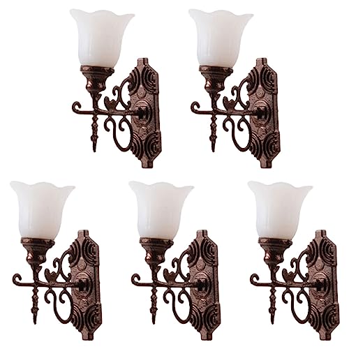 Miniatur Wandleuchte Puppenhaus Wandlampe: 5pcs Hängelampe Mini LED Beleuchtung Lampe 1:87 Modellbau Wandlicht Puppenstube Zubehör Feengarten Deko Landschaft Dekoration von Cabilock