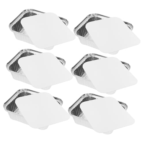 Cabilock 50 Stück Einweg Alufolien Backformen Rechteckig mit Deckel Hitzebeständige Aluminiumfolie Backbox Geeignet für Ofen Mikrowelle Grill Party und Lebensmittelaufbewahrung von Cabilock