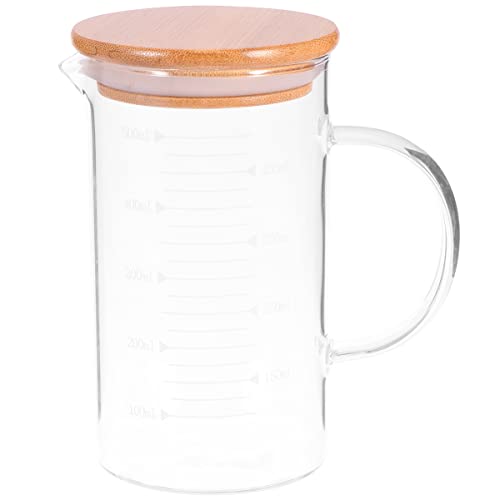 Cabilock 500Ml Glaskrug mit Deckel Milchbecher Hitzebeständig Heiß Kaltes Wasser Karaffe Wasserkrüge mit Holzdeckel Klar von Cabilock