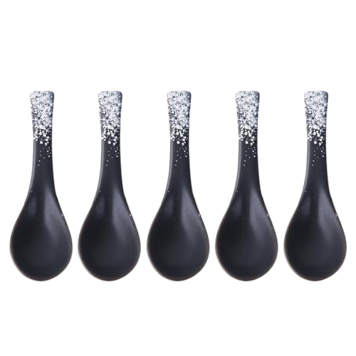 Cabilock 5Pcs Keramik Löffel Asiatische Reislöffel Japanische Suppenlöffel Porzellan Löffel Servierlöffel Esslöffel Rührlöffel Teelöffel für Zuhause Reataurant Schwarz Cabilock 5Pcs Keramik Löffel Asiatische Reislöffel Japanische Suppenlöffel Porzellan Löffel Servierlöffel Esslöffel Rührlöffel Teelöffel für Zuhause Reataurant Schwarz von Cabilock