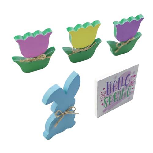 Cabilock 5st Holzschnitt Hase Dekorative Leiter Ästhetische Raumdekoration Wandleiter Bauernhaus- Gefälschte Girlande Vogel- Künstliche Tulpen Decke Leiter Pfingstrosen Colorful von Cabilock