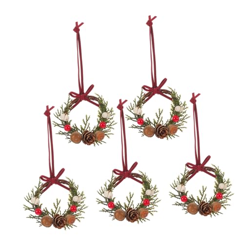 Cabilock 5stücke Kleine Künstliche Hängekränze Für Weihnachten Miniatur-ornamentkränze Für Fenster Und Tür Winzige Weihnachtsdekorationen Für Puppenhäuser Und Bauernhaus-Feier von Cabilock