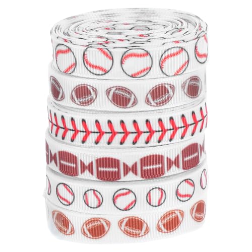 Cabilock 6 Rollen Sportband Set Baseball und Football Breit pro Rolle Strapazierfähiges Party Dekoband für Diy Sportmottopartys Kreative Bastelideen Wiederverwendbar und Farbintensiv von Cabilock