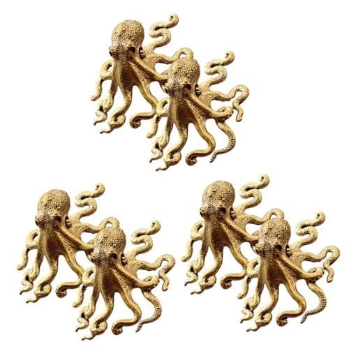 Cabilock 6 STK Oktopus Antiquitäten Tierfiguren Zum Sammeln Chinesisches Dekor Dekorationen Für Couchtische Tiere Feng Tee Haustier Heim Mundgeblasenes Glas Krake Jahrgang Ornamente Messing von Cabilock