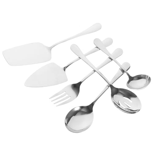 Cabilock 6 Stück Besteck Utensilien geschlitzt Gabeln Partys Partygeschirr aus Edelstahl Servierlöffel aus Edelstahl Servierlöffel aus Metall Edelstahllöffel Rostfreier Stahl Silber von Cabilock