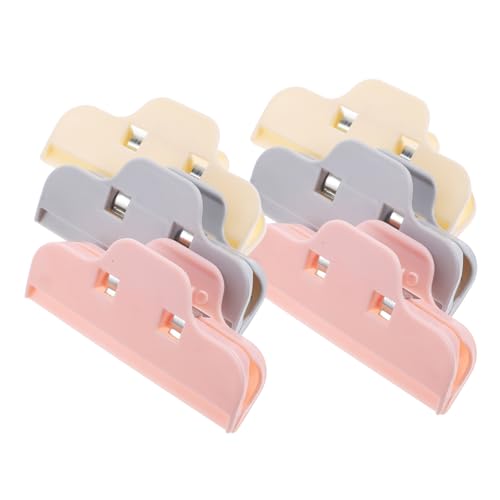 Cabilock 6 Stück Kleine Verschlussclips für Lebensmittelbeutel Wiederverwendbare Snackbeutel Clips Starke Versiegelung Praktisch für Kühl und Vorratsschrank Farblich Gemischt Beige von Cabilock