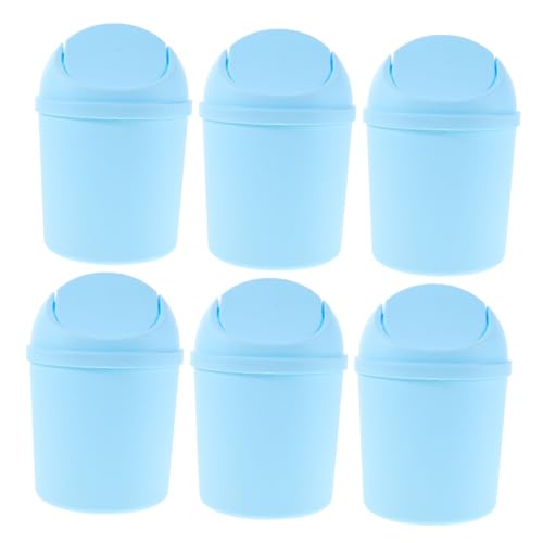 Cabilock 6 Stück Mini Tisch Mülleimer aus Kunststoff mit Praktischem Schwingdeckel Kleiner Desktop Abfalleimer für Büro Küche Badezimmer und Wohnbereich Kompakter Tischmülleimer zur von Cabilock