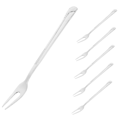 Cabilock 6 Stück Obstgabel aus Edelstahl Nachtisch Spieß lang modern rostfrei Salatgabeln Fruchtgabel unverzichtbare Serviergabel Gabeln Besteck Edelstahl 304 Silver von Cabilock