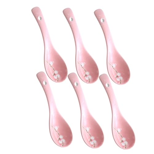 Cabilock 6 Stück Teiliges Set Japanischer Keramik Suppenlöffel Asiatische Suppenlöffel mit Einzigartigem Schneeflocken Muster für Ramen und Porridge Robustes Design Leicht zu Reinigen von Cabilock