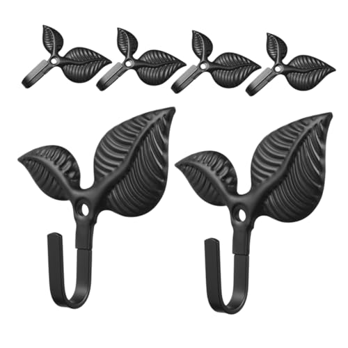 Cabilock 6 Stück Teiliges Wandhaken aus Robustem Schmiedeeisen mit Vintage Baumblatt design Dekorative Garderobenhaken zur Wandmontage zum Aufhängen von Mänteln Taschen Schals und Kleidung von Cabilock