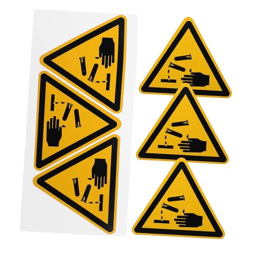 Cabilock 6 Stück Teiliges Warnschild Caution Corrosion Vinyl Aufkleber Selbstklebend Langlebig für Industrie Baustelle Lager Sicherheitswarnung Gefahrenschilder von Cabilock
