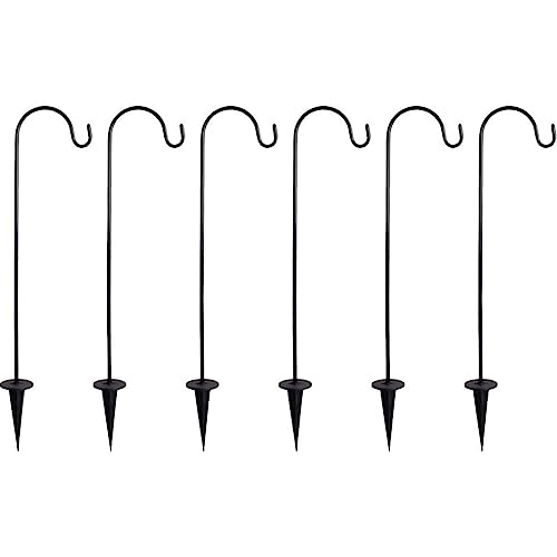 Cabilock 6 Stücke Garten Schäferhaken Metall Gartenstab Flaggenständer Schäferstab mit Haken Blumenampel Halterung Hochzeit Deko Rasen Vogelhäuschen Solarleuchten Fahne Blumentopf von Cabilock