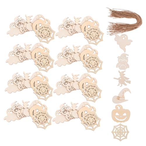 Cabilock 60 Stück Teiliges Halloween Holz Bastelset Unbehandelte Holzanhänger mit Geist Kürbis Formen zum Bemalen DIY Basteln Familienaktivität Dekoration für Trick Treat Taschen Cabilock 60 Stück Teiliges Halloween Holz Bastelset Unbehandelte Holzanhänger mit Geist Kürbis Formen zum Bemalen DIY Basteln Familienaktivität Dekoration für Trick Treat Taschen von Cabilock
