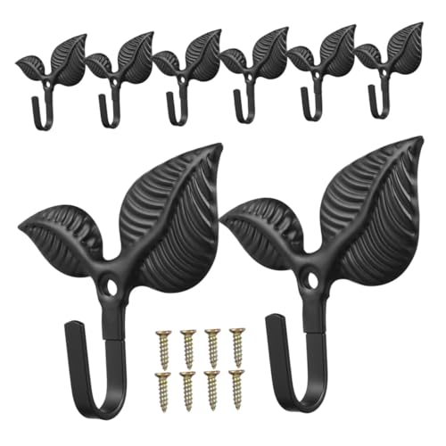 Cabilock 8 Stück Rustikale Wandhaken Vintage Garderobenhaken Blattform Wandmontage mit Schrauben für Mäntel Handtücher Bad Wohnzimmer Ordnung von Cabilock