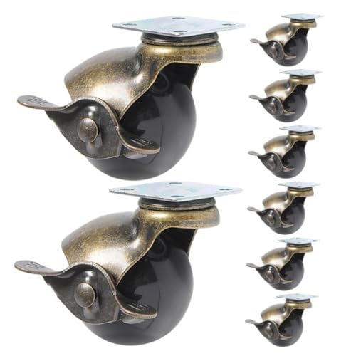 Cabilock 8 Stück Teiliges Möbelräder mit Bremse Antike Bronze Drehbare Kugelrollen Geräuscharm Bodenschonend für Sofa Bett Bücherregal Flexible Möbelgleiter von Cabilock
