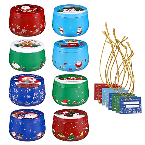 Cabilock 8stück Weihnachten Keksdose Set: Metall Weihnachtsdosen Keksdose Metall Blechdose Mit Deckel n Blech Weihnachten Classic X-mas Kleine Plätzchendose von Cabilock