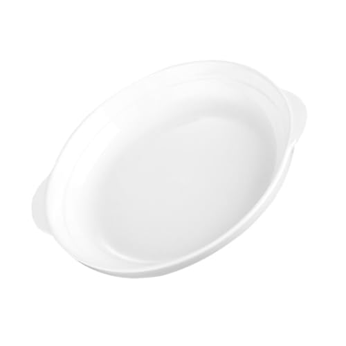 Cabilock Abalone-platte Doppeltohr Küchenplatten Tiefe Teller Dampfgarer Steakteller Zum Tortenauflaufform Sushi-dip-schalen Haushaltsplatten Doppelte Griffplatte Weiß Keramik von Cabilock