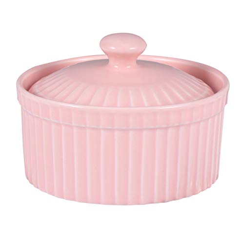 Cabilock Auflaufförmchen Schalen mit Deckel Keramik Backgeschirr für Pudding Gelee Tasse Dessert Backen Kochen Rosa von Cabilock