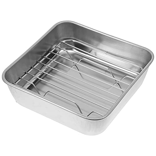 Cabilock Backofen Bratpfanne 25x25 Abkühlgitter 25x25 Backen Blatt mit Rack Set Backform Cookie Blatt mit Cooling Racks Professionelle Backformen 15Cm Backblech Kuchenblech von Cabilock