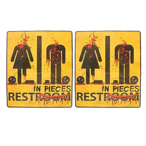 Cabilock Bad Zeichen 2 StüCk Badezimmer-Schild Halloween-Dekoration Halloween-Badezimmer-Schild Blutiges TüRschild Toiletten-TüRschild Selbstklebend Aufkleber TüRdekoration Horror-TüRschild von Cabilock